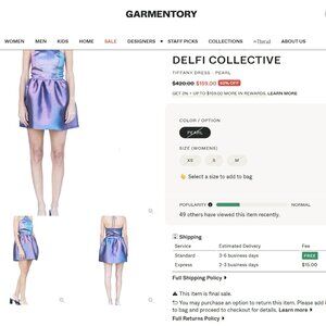 Delfi Collective Tiffany Iridescent Mini Dress XS Blue Purple Sold Out festival